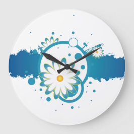 Blue Flower Splash Wall klok