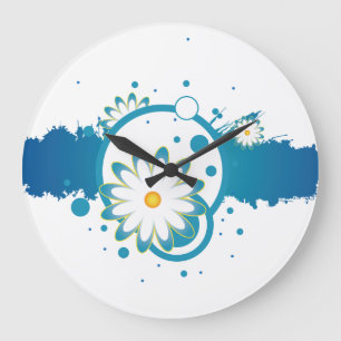 Blue Flower Splash Wall klok