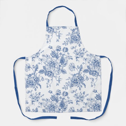 Blue Flower Spring Custom Text Apron Schort (Voorkant)