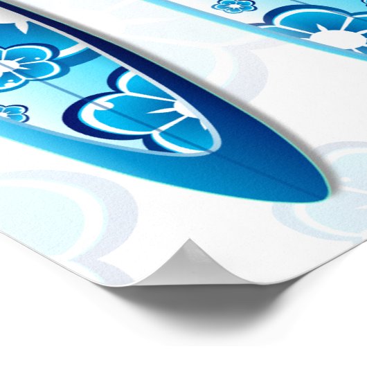 Blue Flower Surfboards Summer strand strart Poster (Hoek)