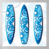 Blue Flower Surfboards Summer strand strart Poster (Voorkant)
