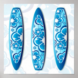 Blue Flower Surfboards Summer strand strart Poster