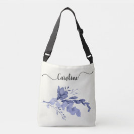 Blue Flower & Swirls Canvas tas