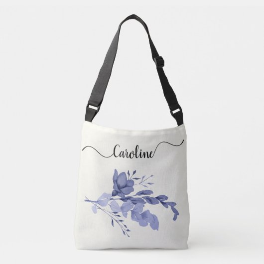 Blue Flower & Swirls Canvas tas (Voorkant)