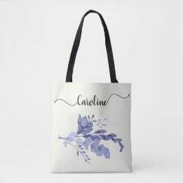 Blue Flower & Swirls Canvas tas