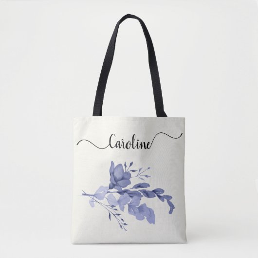 Blue Flower & Swirls Canvas tas (Voorkant)