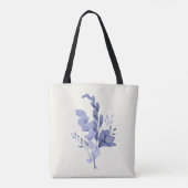 Blue Flower & Swirls Canvas tas (Achterkant)