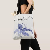 Blue Flower & Swirls Canvas tas (Dichtbij)