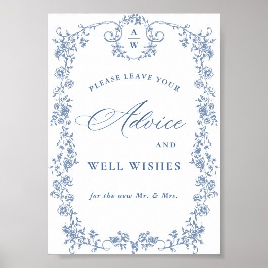 Blue Flower  Victoriaans Grace Advies en wensen Poster (Voorkant)