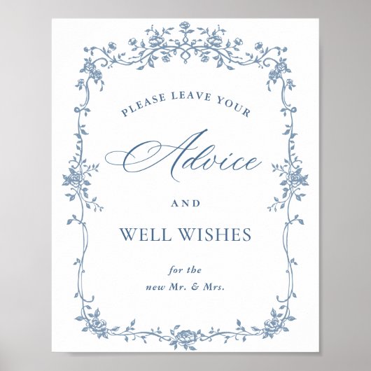 Blue Flower  Victoriaans Grace Advies en wensen Poster (Voorkant)