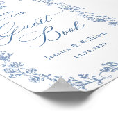 Blue Flower Victoriaans Grace Guestbook Sign Poster (Hoek)
