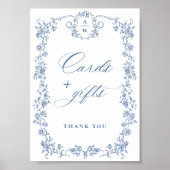 Blue Flower  Victoriaans Grace Kaarten en geschenk Poster (Voorkant)