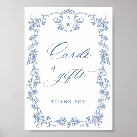 Blue Flower  Victoriaans Grace Kaarten en geschenk Poster (Voorkant)