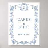 Blue Flower  Victoriaans Grace Kaarten en geschenk Poster (Voorkant)