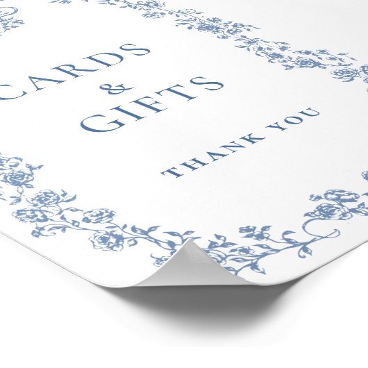 Blue Flower Victoriaans Grace Kaarten en geschenk Poster (Hoek)