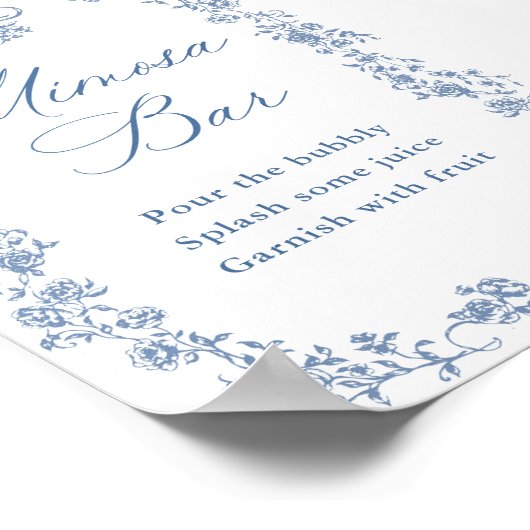 Blue Flower  Victoriaans Grace Mimosa Bar Sign Poster (Hoek)