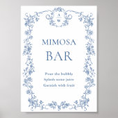 Blue Flower  Victoriaans Grace Mimosa Bar Sign Poster (Voorkant)