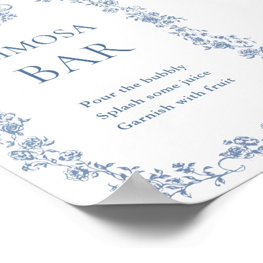 Blue Flower  Victoriaans Grace Mimosa Bar Sign Poster (Hoek)