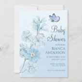 Blue Flower vlinder Waterverf Baby shower Kaart (Voorkant)