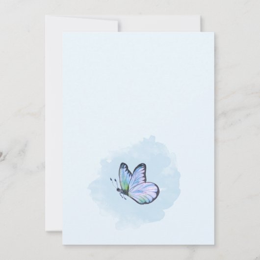 Blue Flower vlinder Waterverf Verjaardag Kaart (Achterkant)