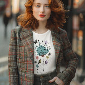 Blue Flower Waterverf Art Vlinders Aangepaste naam T-shirt