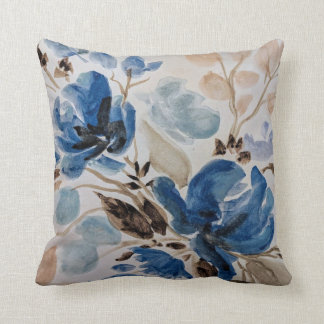 Blue Flower Waterverf Print Pillow Kussen
