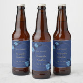 Blue Flower Wedding Bier Etiket (Flessen)