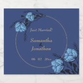 Blue Flower Wedding Bier Etiket (Enkel label)