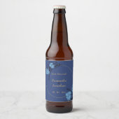 Blue Flower Wedding Bier Etiket (Voorkant)