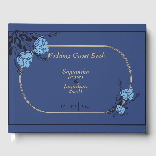 Blue Flower Wedding Gastenboek (Voorkant)