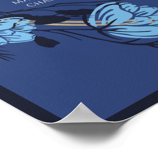 Blue Flower Wedding Seating Chart Poster (Hoek)