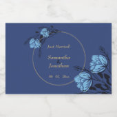 Blue Flower Wedding Sparkling Wijnetiket (Enkel label)