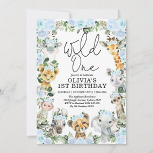 Blue Flower Wild One Oerwoud Safari 1ste verjaarda Kaart