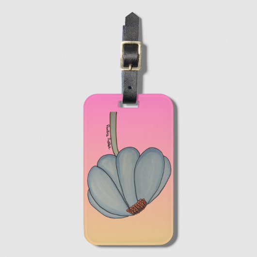 Blue Flower with pink background Bagagelabel (Voorkant (verticaal))