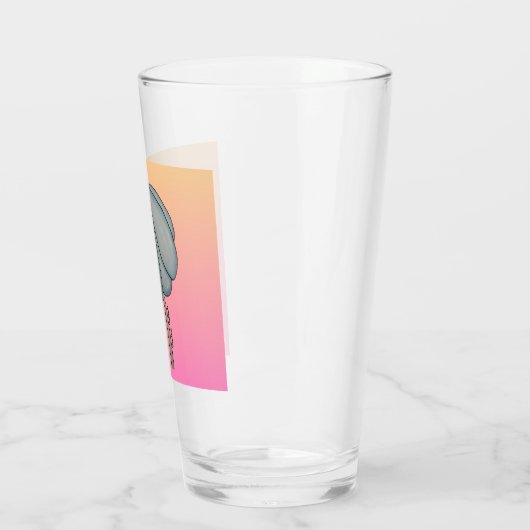 Blue flower with pink background glas (Links)