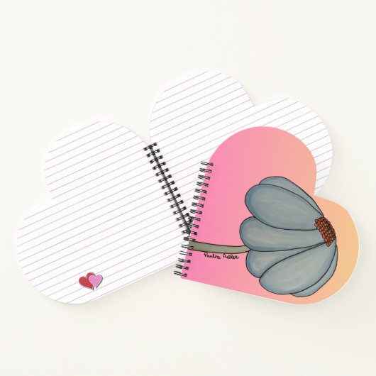 Blue Flower with pink background heart Notitieboek (Binnen)