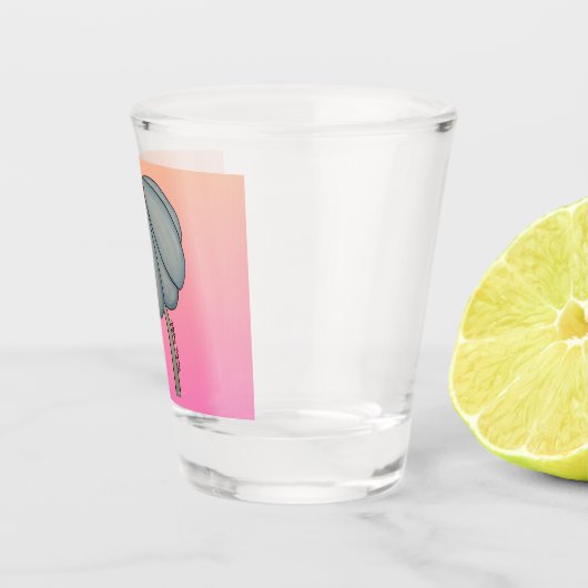 Blue flower with pink background shot glas (Rechts)