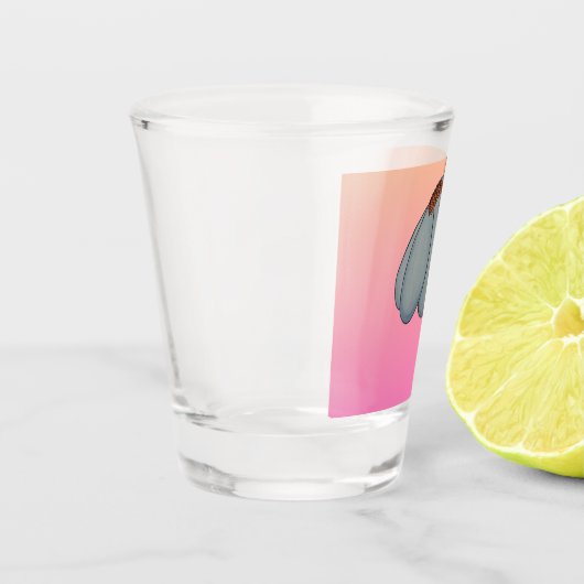 Blue flower with pink background shot glas (Links)