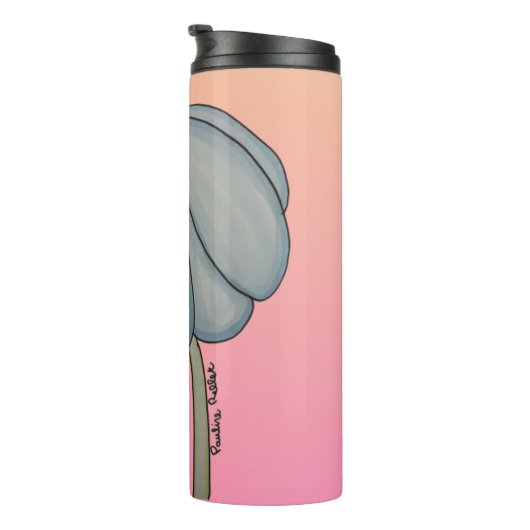 Blue Flower with pink background Thermosbeker (Geroteerd rechts)