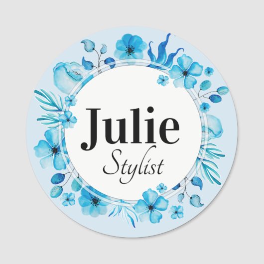 Blue Flower Wreate  Naamplaatje (Voorkant)