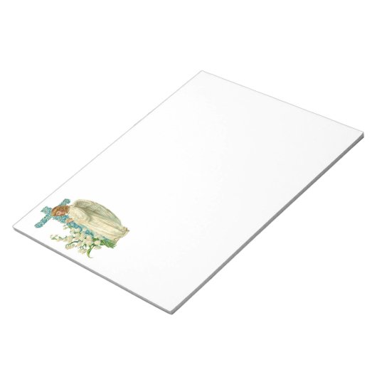 Blue Flowered Christelijk Cross-Blocnote Notitieblok (Schuin)