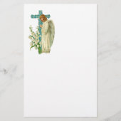 Blue Flowered Christelijk Cross Briefpapier (Voorkant)