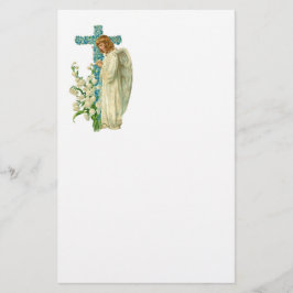 Blue Flowered Christelijk Cross Briefpapier