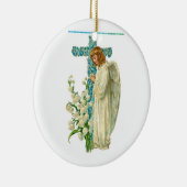 Blue Flowered Christelijk Cross Ceramic Ornament (Rechts)
