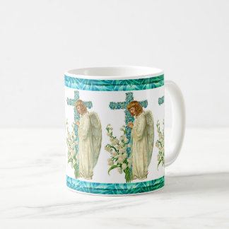 Blue Flowered Christelijk Cross Koffiemok
