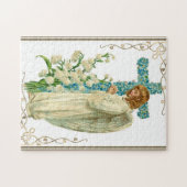 Blue Flowered Christelijk Cross Legpuzzel (Horizontaal)