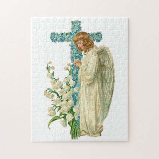 Blue Flowered Christelijk Cross Legpuzzel (Verticaal)