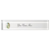 Blue Flowered Christelijk Cross Naambordje (Voorkant)