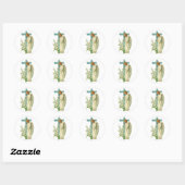 Blue Flowered Christelijk Cross Ronde Sticker (Vel)