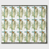 Blue Flowered Christelijk Cross Wrapping Paper Cadeaupapier (Vlak)
